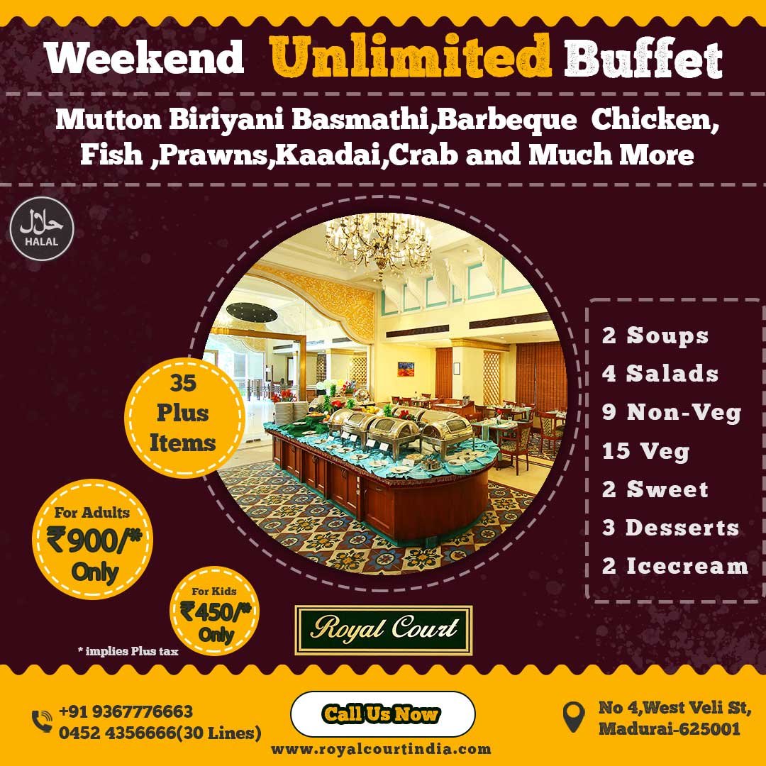 Royal court ultimate weekend buffet menu