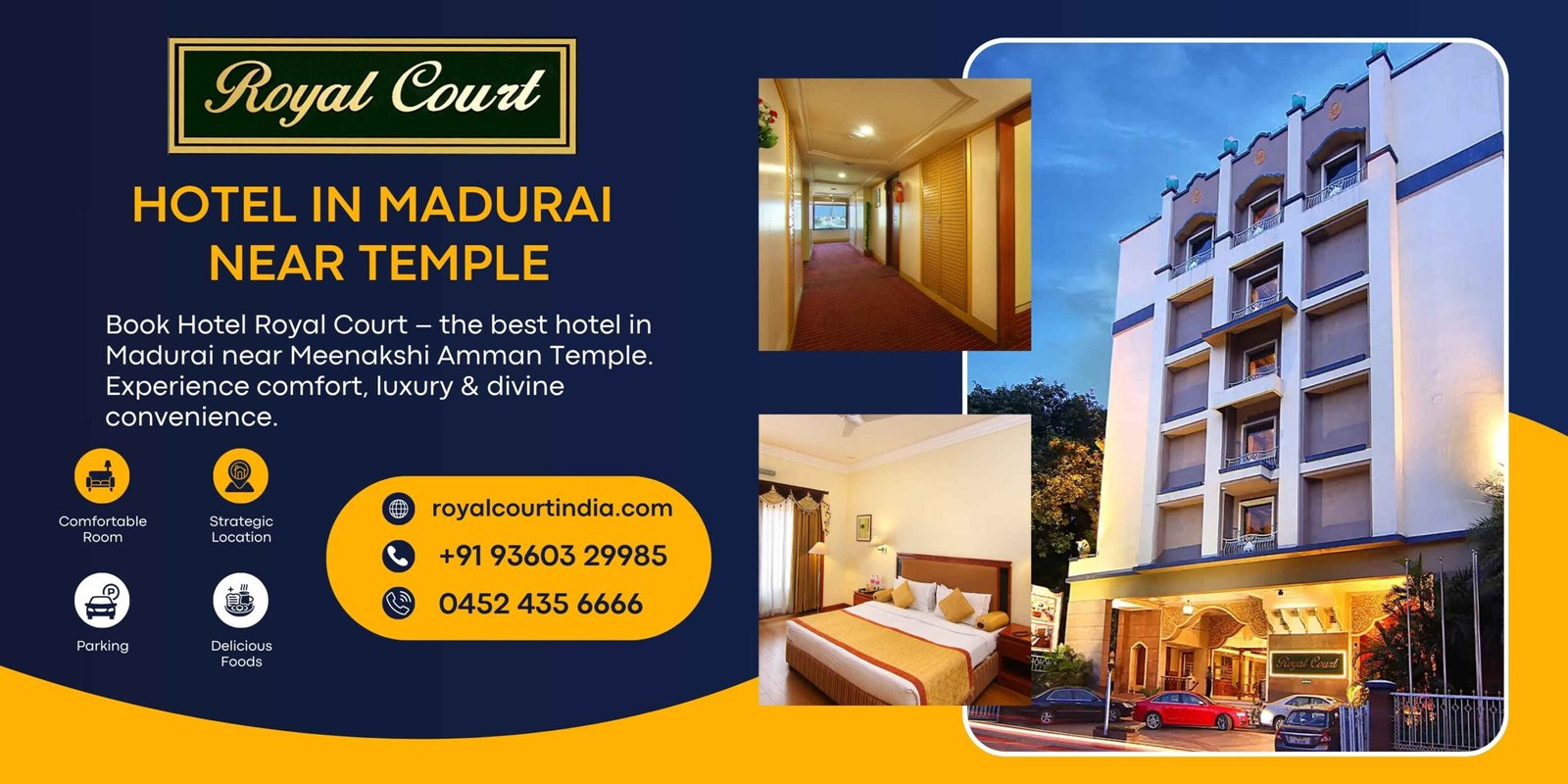 Hotel Royal Court – Best hotel in Madurai near Meenakshi Amman Temple offering luxury rooms and divine comfort.