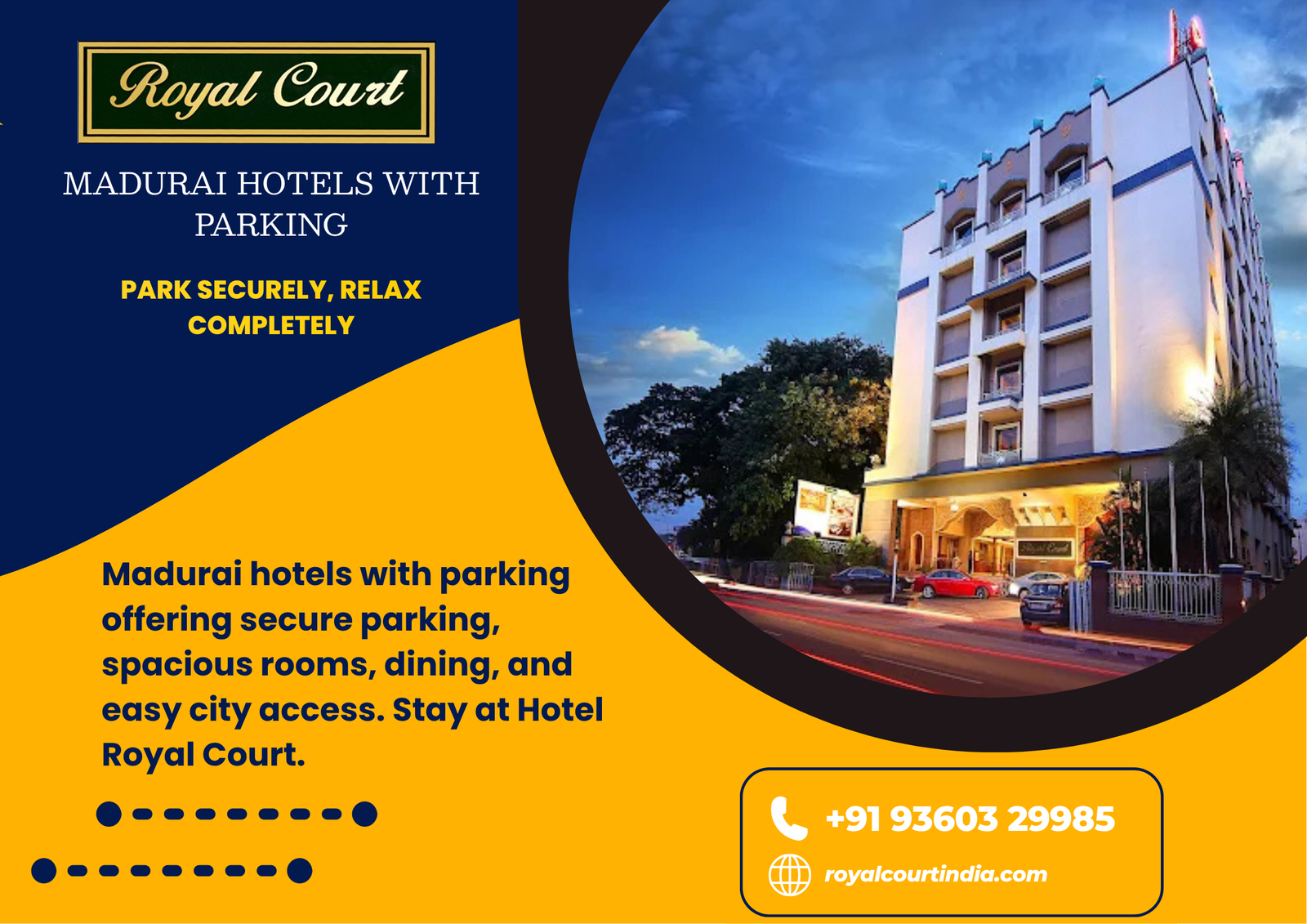 Premium Hospitality and Secured Car Parking at Hotel Royal Court Madurai